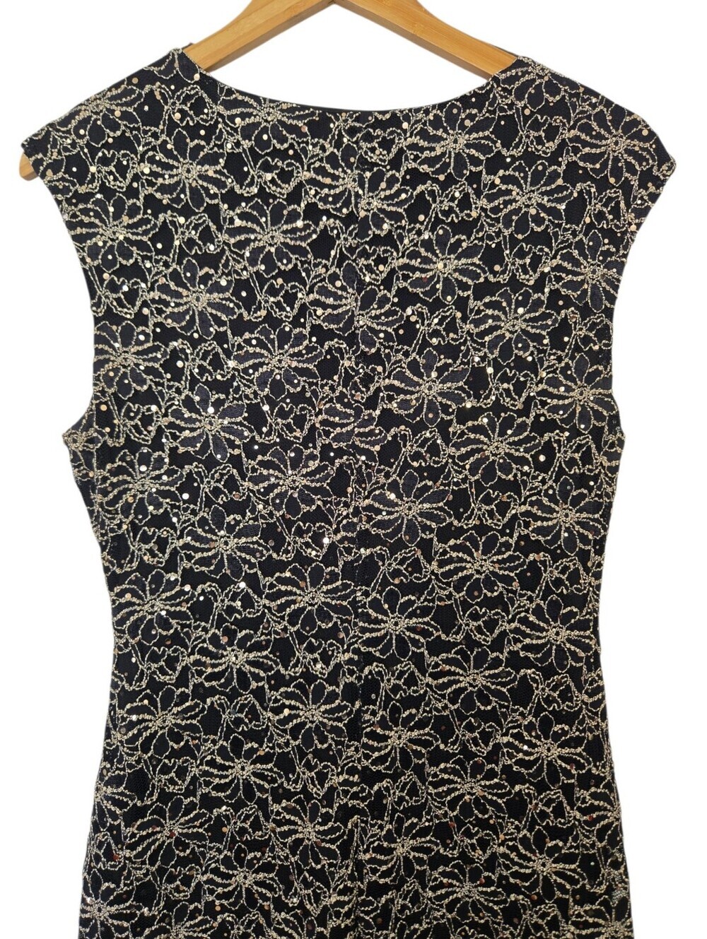 Connected Apparel Black & Gold Beaded Cocktail Dress | Size 12 - Picture 5 of 8